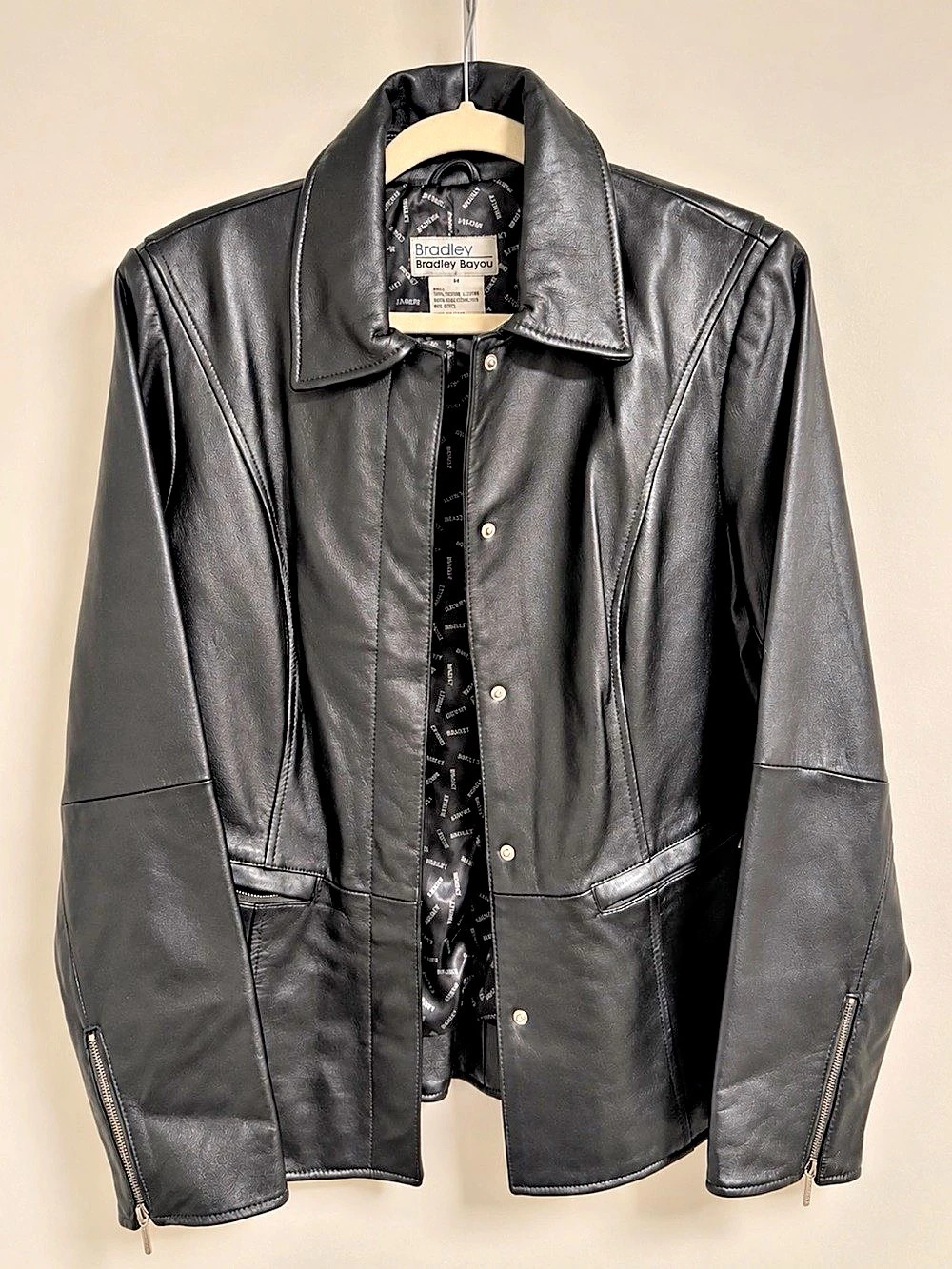 Bradley Bayou Black Leather Jacket Size Medium Like New